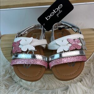 Bebe Girls' Pink and Silver Sandals